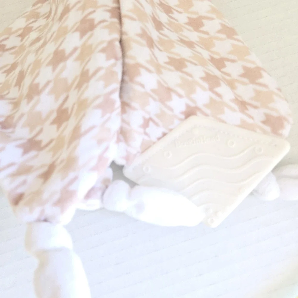 BooginHead Puppy Dog White Tan Baby Lovey Security Blanket Teether Embroidered